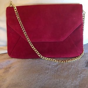 Red suede clutch